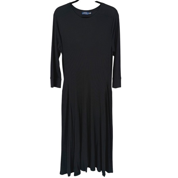 Polo Ralph Lauren Dresses & Skirts - Polo Ralph Lauren Women's Waffle Knit Fit and Flare Midi Dress Black Size XL
